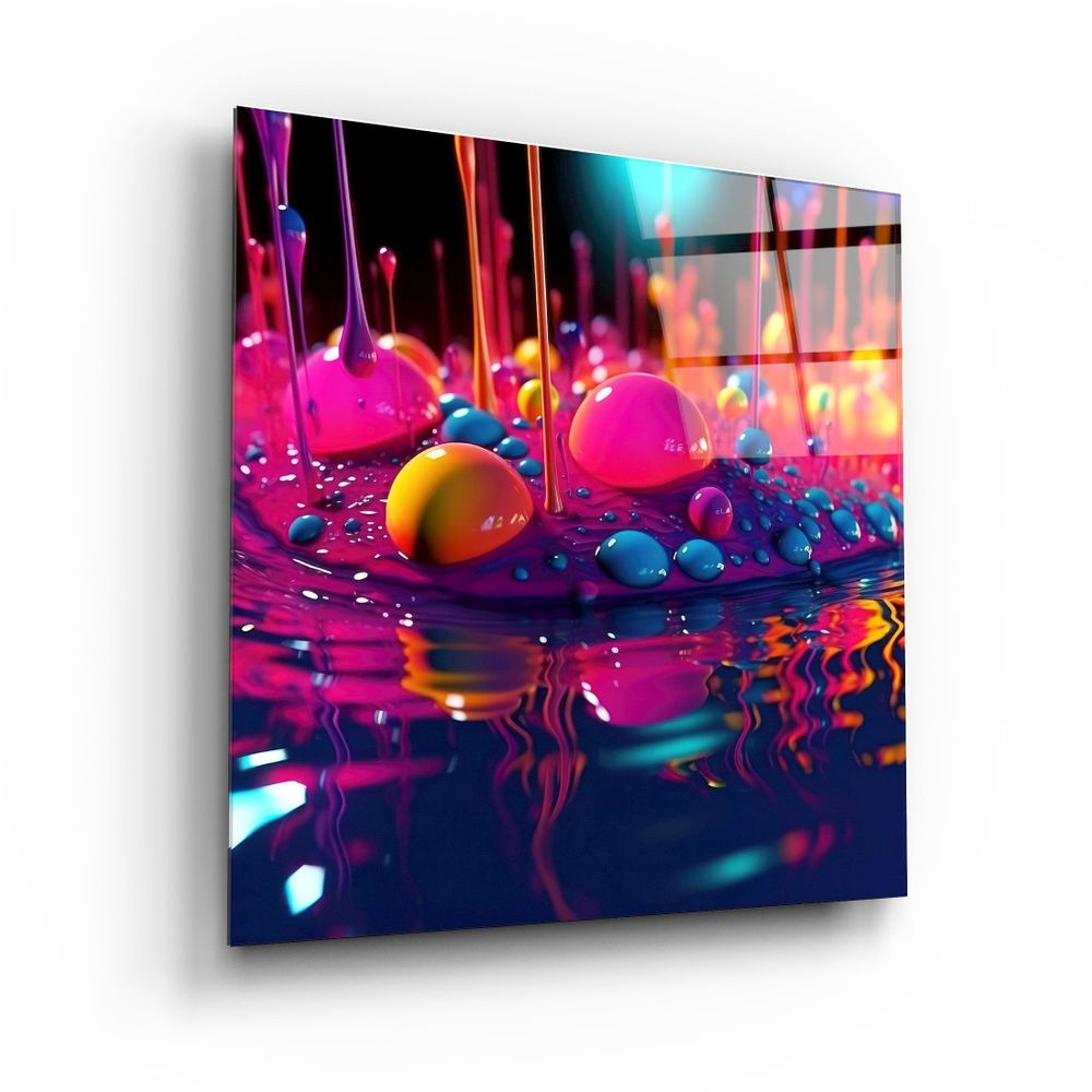 Autres décorations murales - Paint Drops V2 Designers Collection Décoration murale en verre 80CMX80CM - ARTDESIGNA
