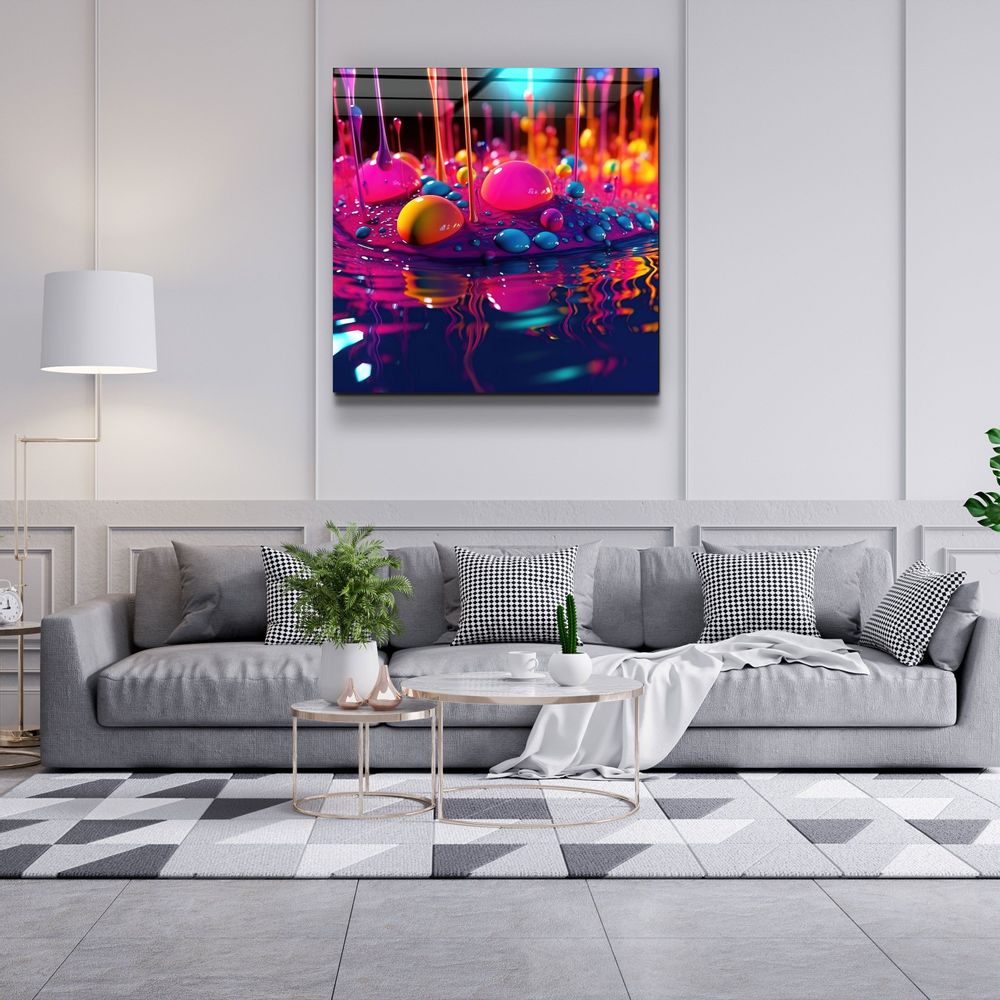 Autres décorations murales - Paint Drops V2 Designers Collection Décoration murale en verre 80CMX80CM - ARTDESIGNA