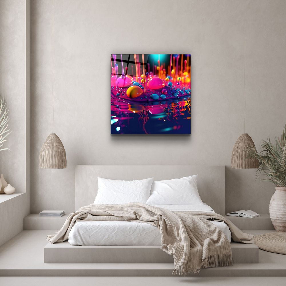 Autres décorations murales - Paint Drops V2 Designers Collection Décoration murale en verre 80CMX80CM - ARTDESIGNA