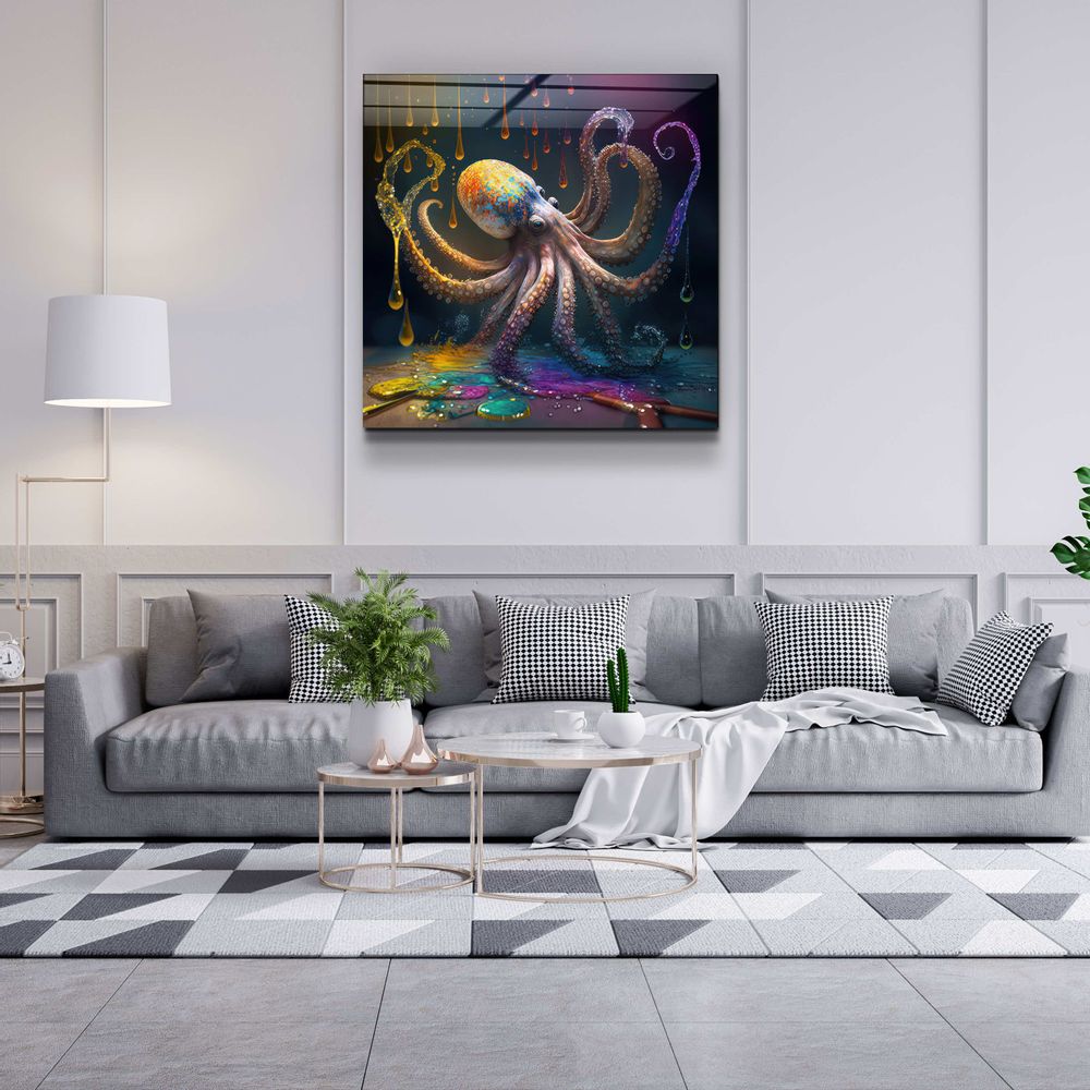 Autres décorations murales - Peintre Octo Designers Collection Décoration murale en verre 80CMX80CM - ARTDESIGNA