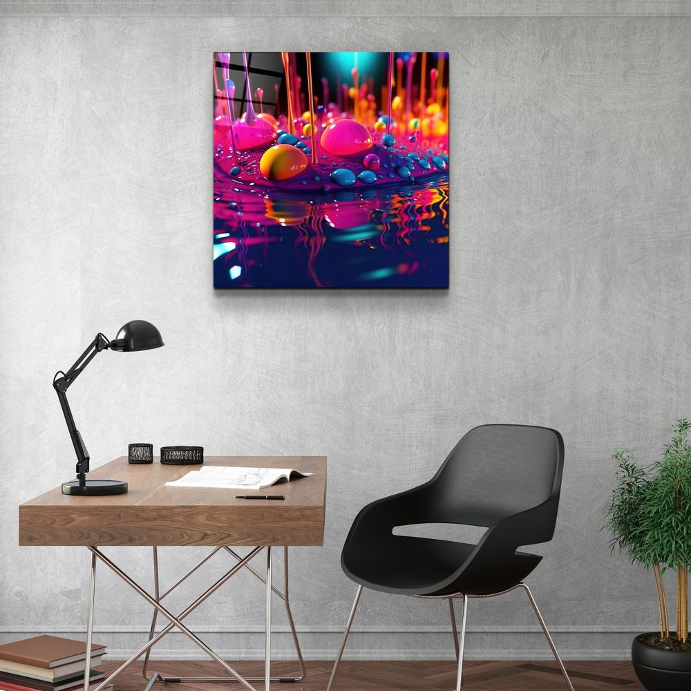 Autres décorations murales - Paint Drops V2 Designers Collection Décoration murale en verre 80CMX80CM - ARTDESIGNA