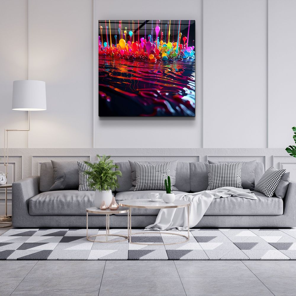 Autres décorations murales - Paint Drops V3 Designers Collection Décoration murale en verre 80CMX80CM - ARTDESIGNA