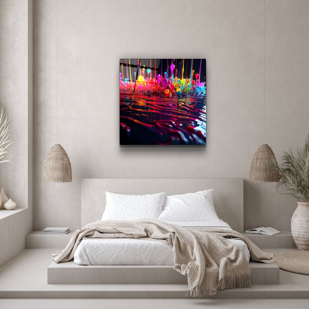 Autres décorations murales - Paint Drops V3 Designers Collection Décoration murale en verre 80CMX80CM - ARTDESIGNA