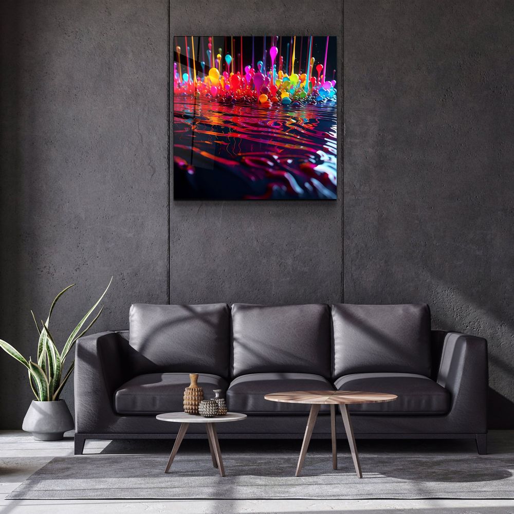 Autres décorations murales - Paint Drops V3 Designers Collection Décoration murale en verre 80CMX80CM - ARTDESIGNA