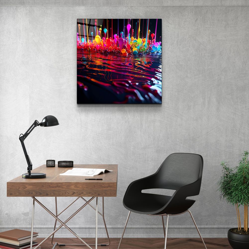 Autres décorations murales - Paint Drops V3 Designers Collection Décoration murale en verre 80CMX80CM - ARTDESIGNA