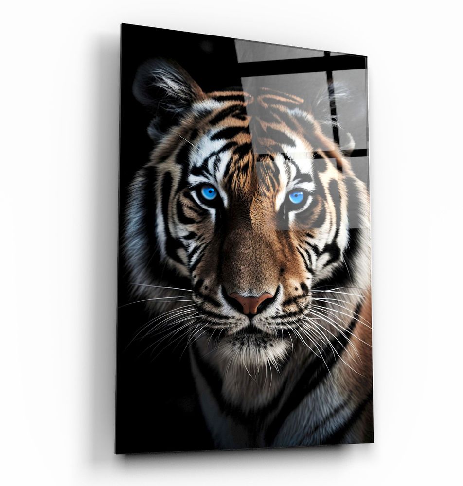 Autres décorations murales - Yeux bleus - TigerDesigners Collection Art mural en verre 110CMx70CM - ARTDESIGNA