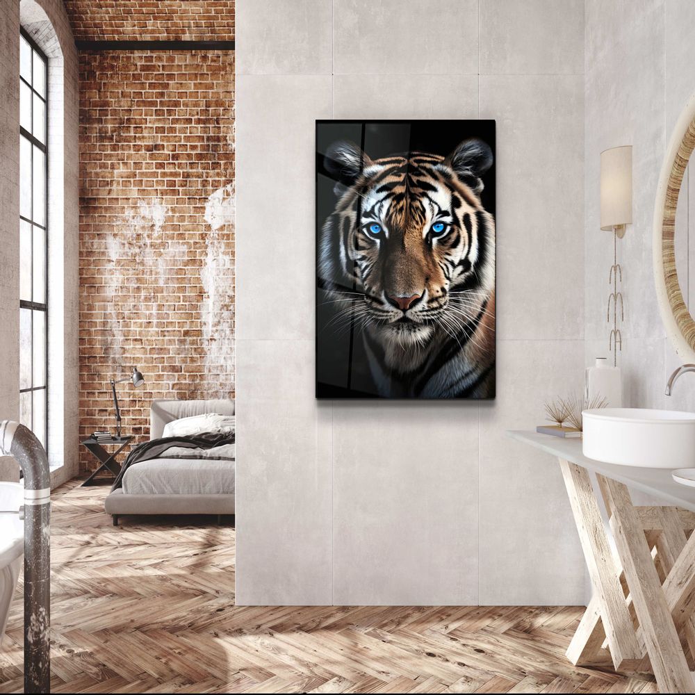 Autres décorations murales - Yeux bleus - TigerDesigners Collection Art mural en verre 110CMx70CM - ARTDESIGNA