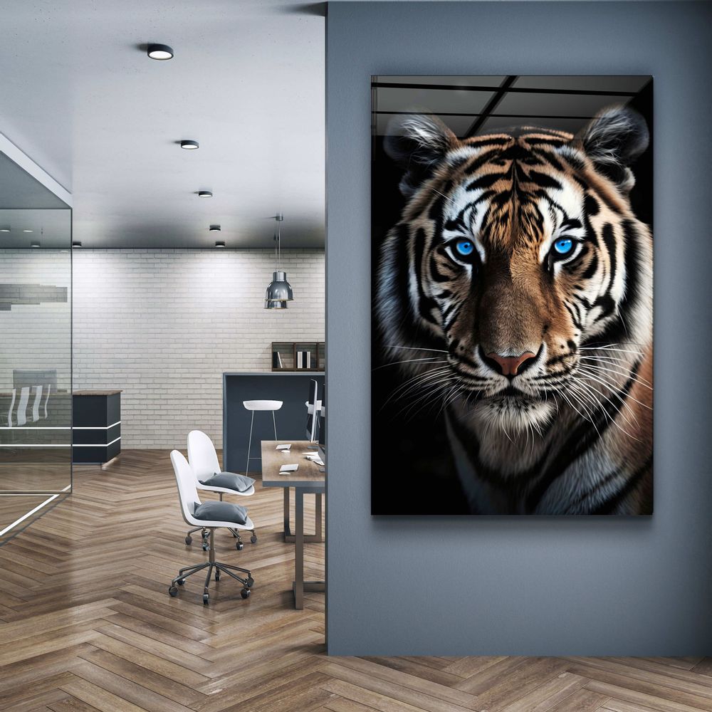 Autres décorations murales - Yeux bleus - TigerDesigners Collection Art mural en verre 110CMx70CM - ARTDESIGNA