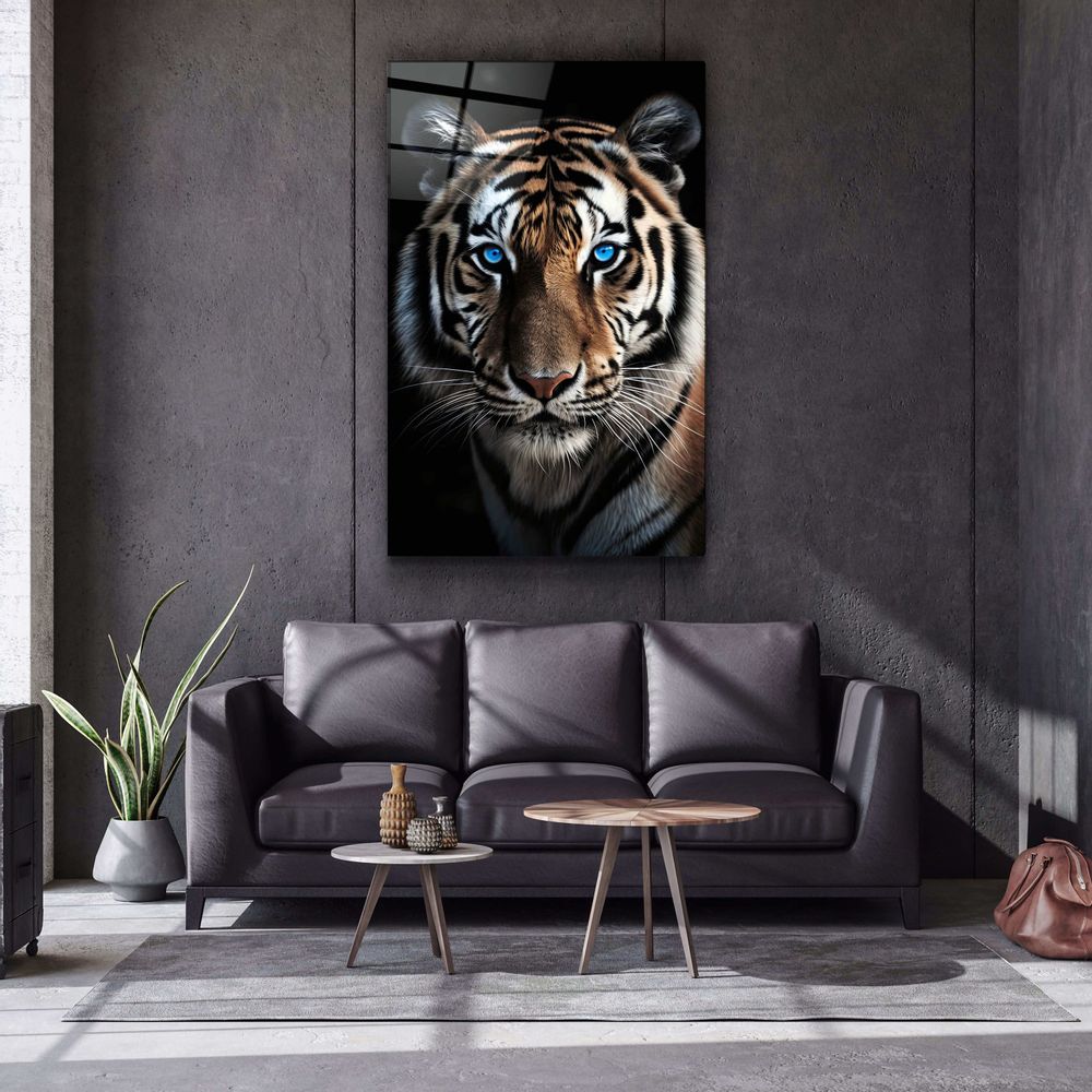 Autres décorations murales - Yeux bleus - TigerDesigners Collection Art mural en verre 110CMx70CM - ARTDESIGNA
