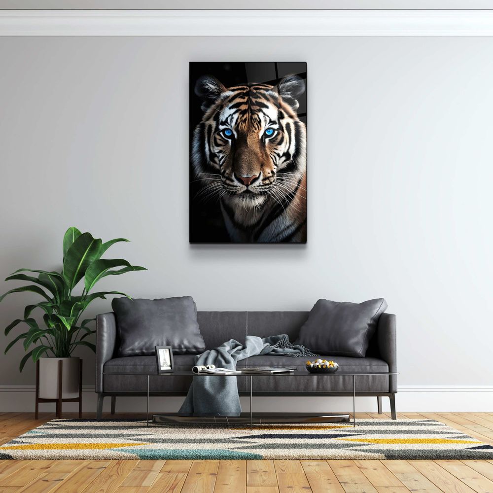 Autres décorations murales - Yeux bleus - TigerDesigners Collection Art mural en verre 110CMx70CM - ARTDESIGNA