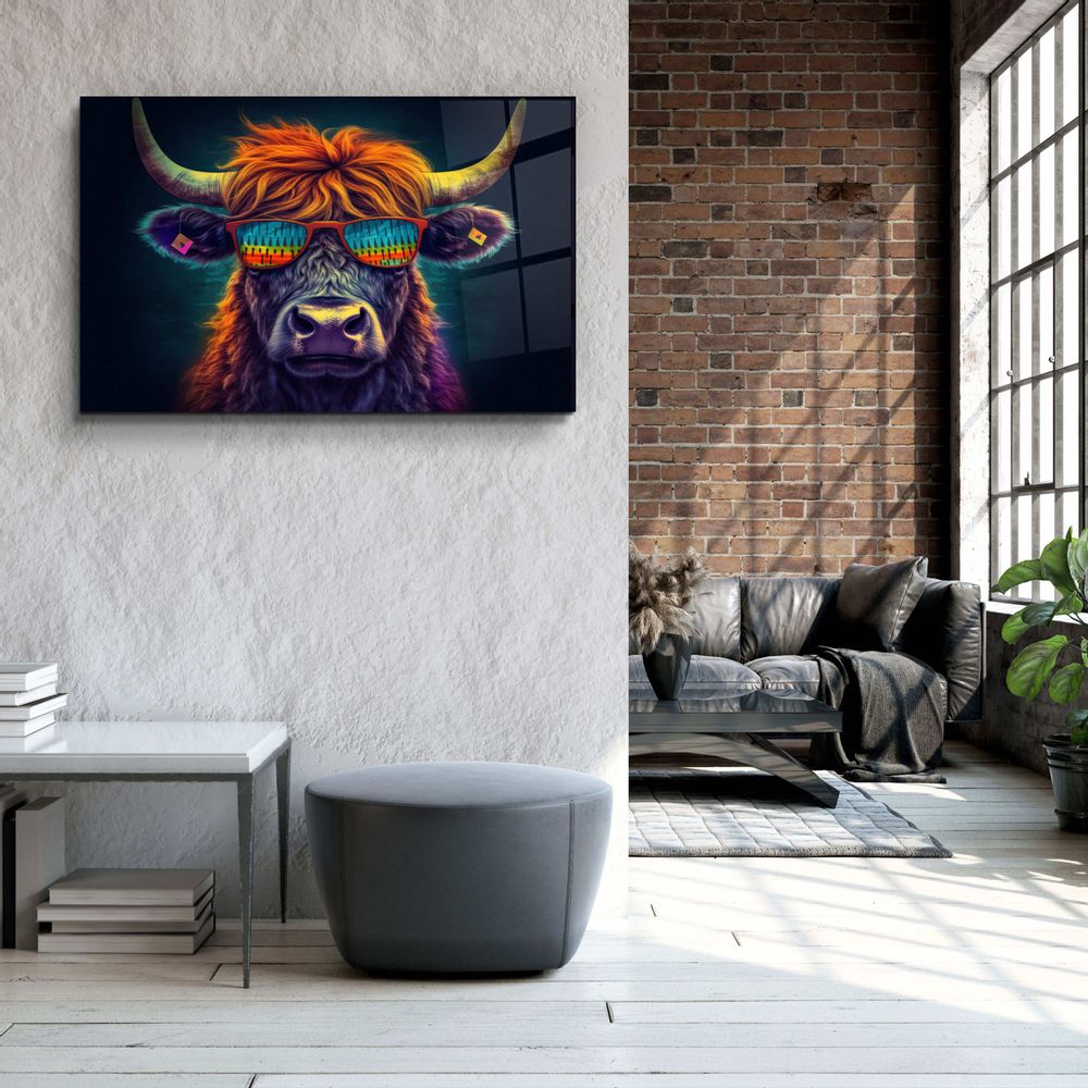 Other wall decoration - Cool BullDesigners Collection Glass Wall Art  110CMx70CM - ARTDESIGNA