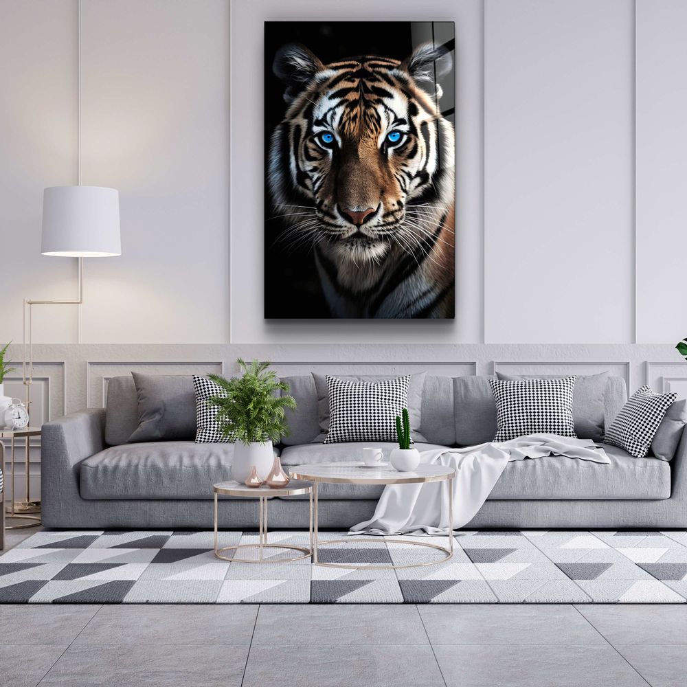 Autres décorations murales - Yeux bleus - TigerDesigners Collection Art mural en verre 110CMx70CM - ARTDESIGNA