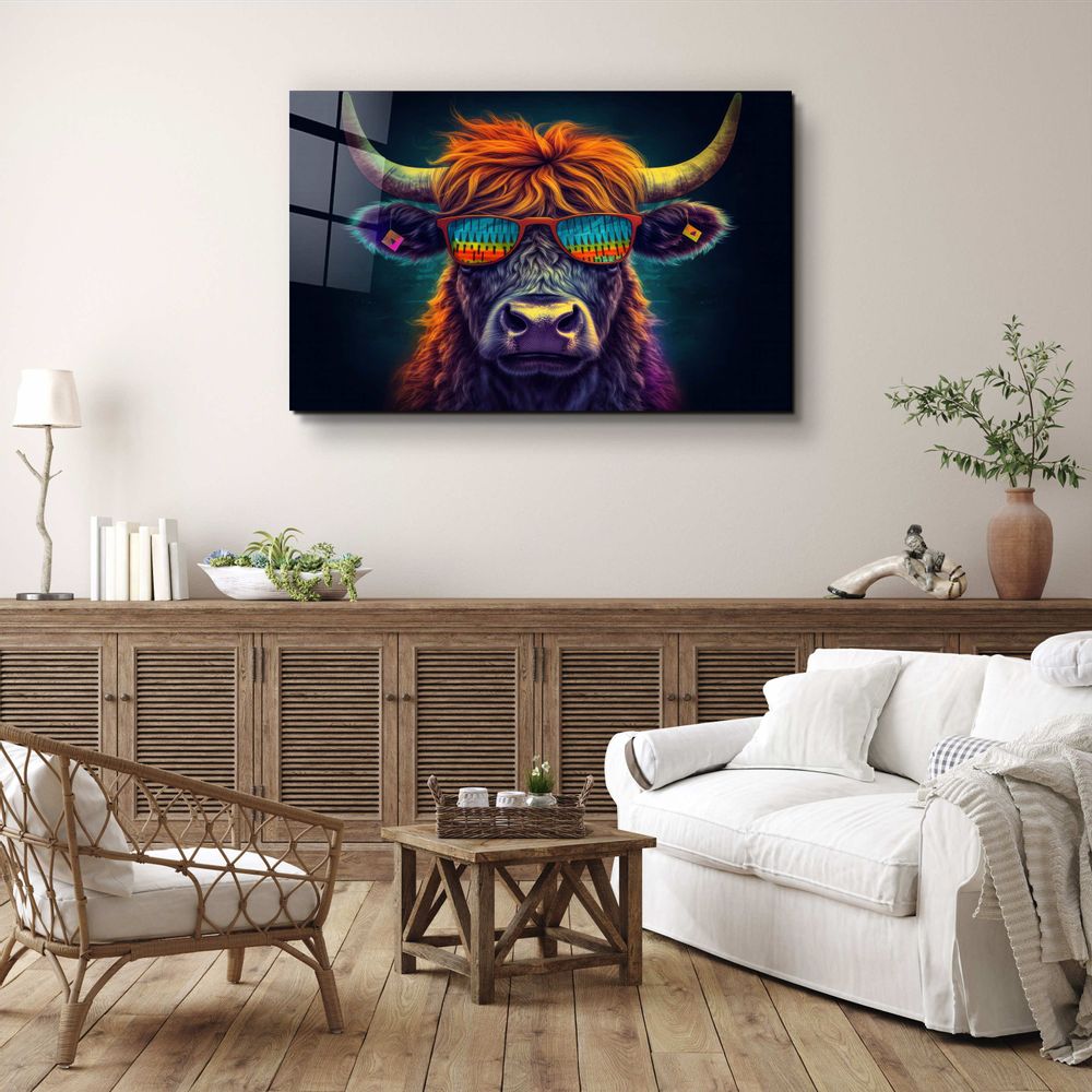 Other wall decoration - Cool BullDesigners Collection Glass Wall Art  110CMx70CM - ARTDESIGNA