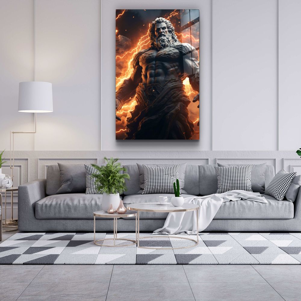 Autres décorations murales - Art mural en verre de la collection du designer Zeus' Fire 110CMx70CM - ARTDESIGNA