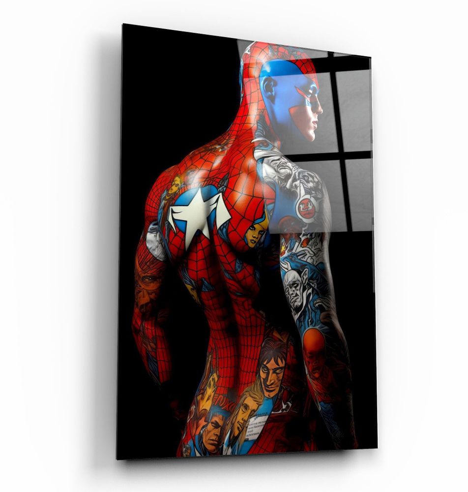 Autres décorations murales - Art mural en verre de la collection 4Designers de corps tatoué 110CMx70CM - ARTDESIGNA