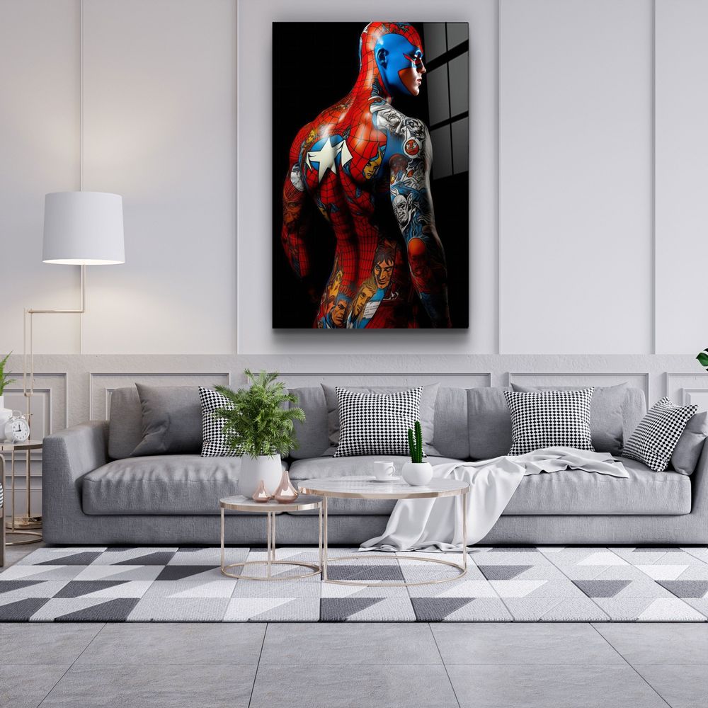 Autres décorations murales - Art mural en verre de la collection 4Designers de corps tatoué 110CMx70CM - ARTDESIGNA