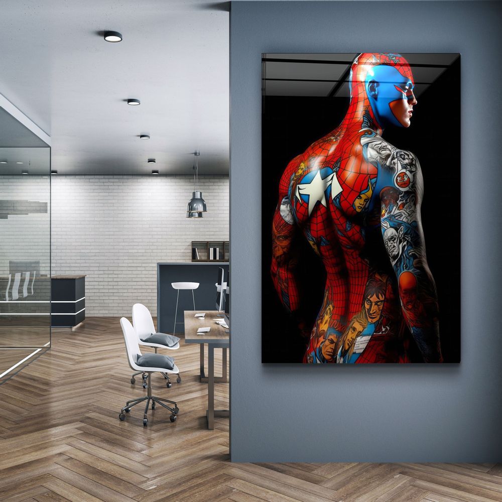 Autres décorations murales - Art mural en verre de la collection 4Designers de corps tatoué 110CMx70CM - ARTDESIGNA