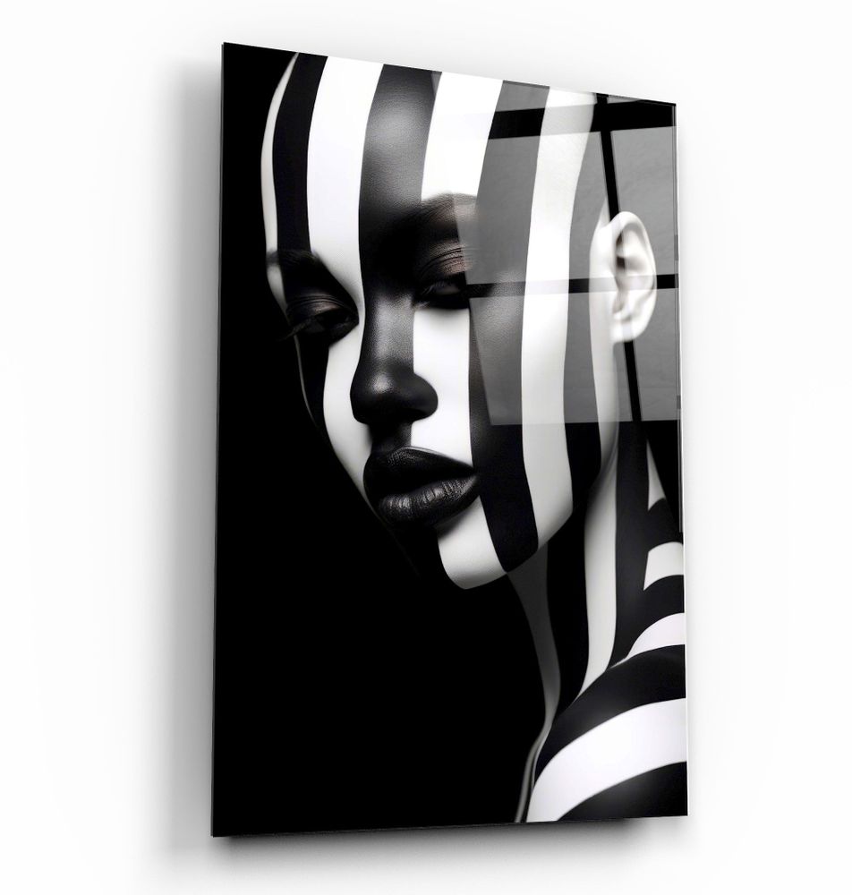Autres décorations murales - Art mural en verre de la collection du designer noir et blanc 110CMx70CM - ARTDESIGNA