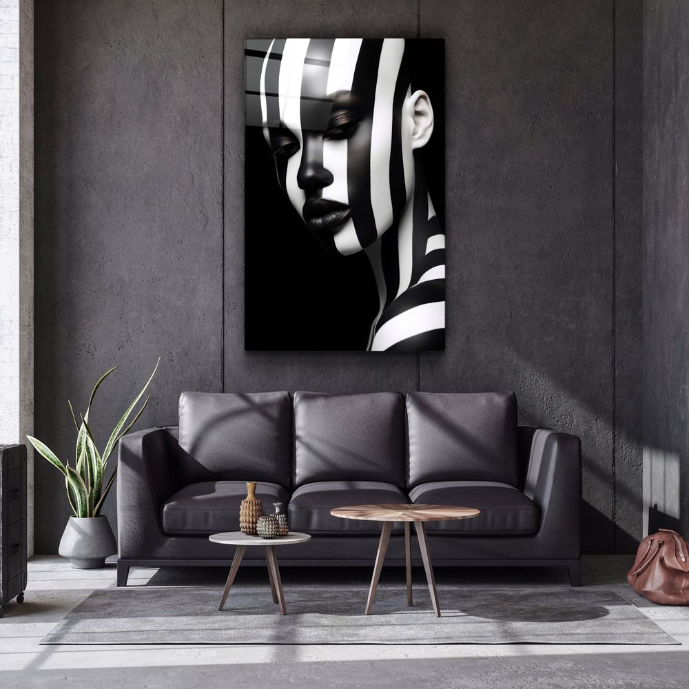Autres décorations murales - Art mural en verre de la collection du designer noir et blanc 110CMx70CM - ARTDESIGNA