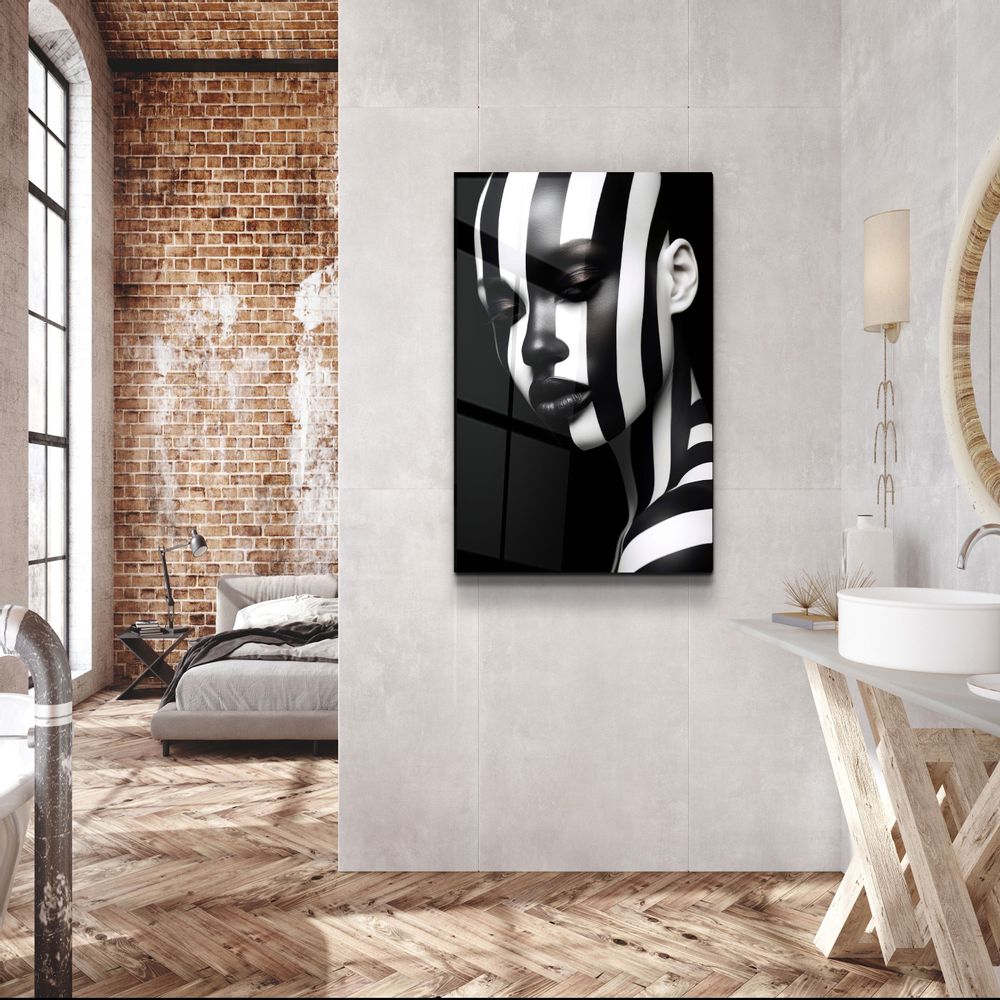 Autres décorations murales - Art mural en verre de la collection du designer noir et blanc 110CMx70CM - ARTDESIGNA
