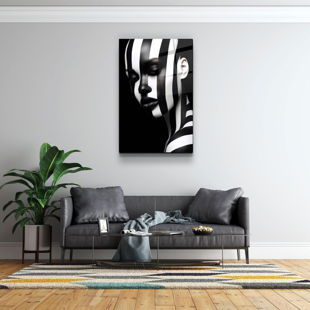 Autres décorations murales - Art mural en verre de la collection du designer noir et blanc 110CMx70CM - ARTDESIGNA