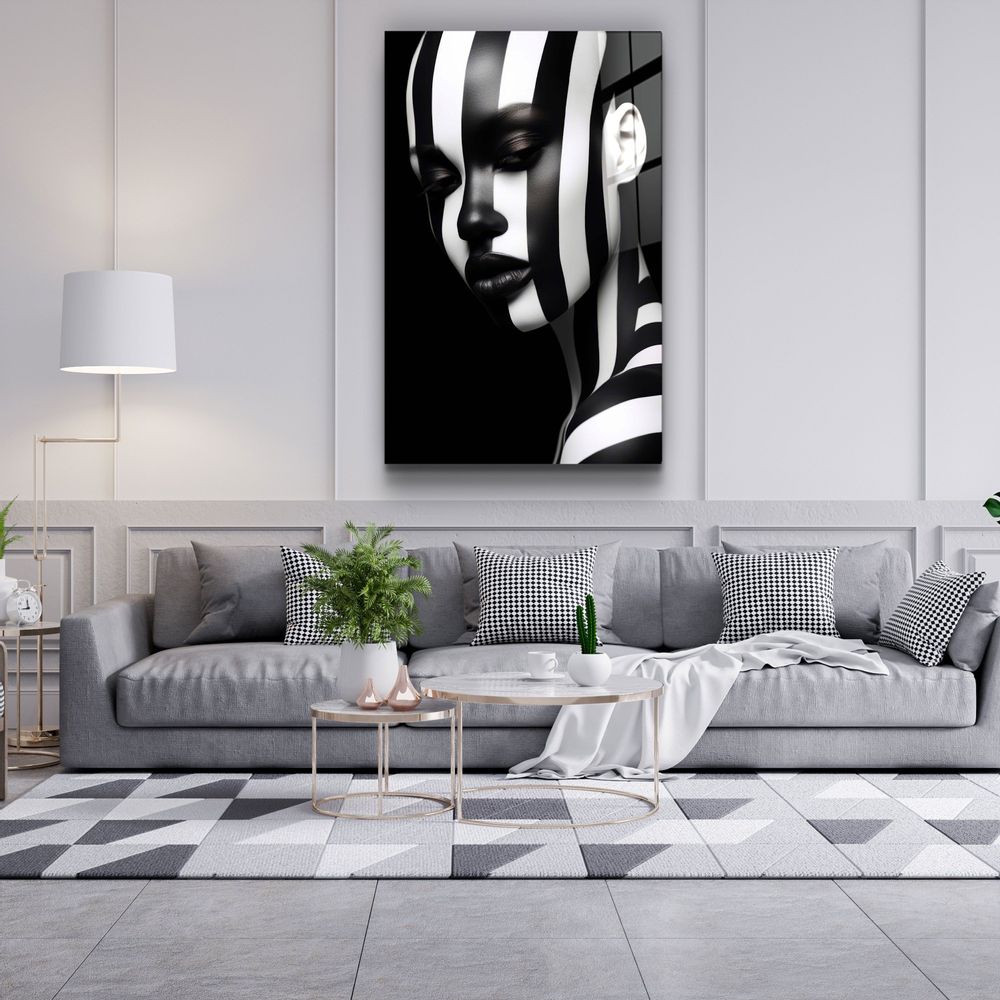 Autres décorations murales - Art mural en verre de la collection du designer noir et blanc 110CMx70CM - ARTDESIGNA