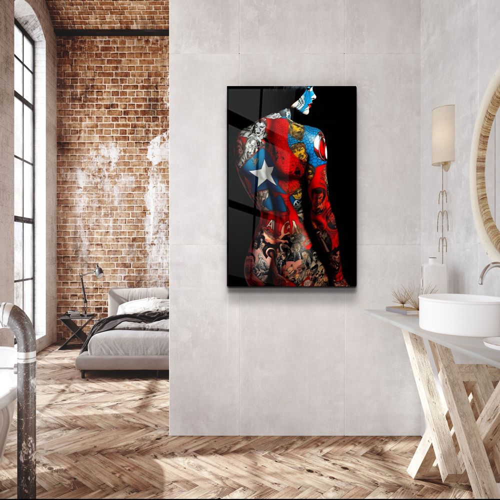 Other wall decoration - Tattooed Body 1Designers Collection Glass Wall Art 110CMx70CM - ARTDESIGNA