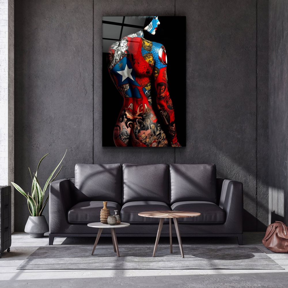 Other wall decoration - Tattooed Body 1Designers Collection Glass Wall Art 110CMx70CM - ARTDESIGNA