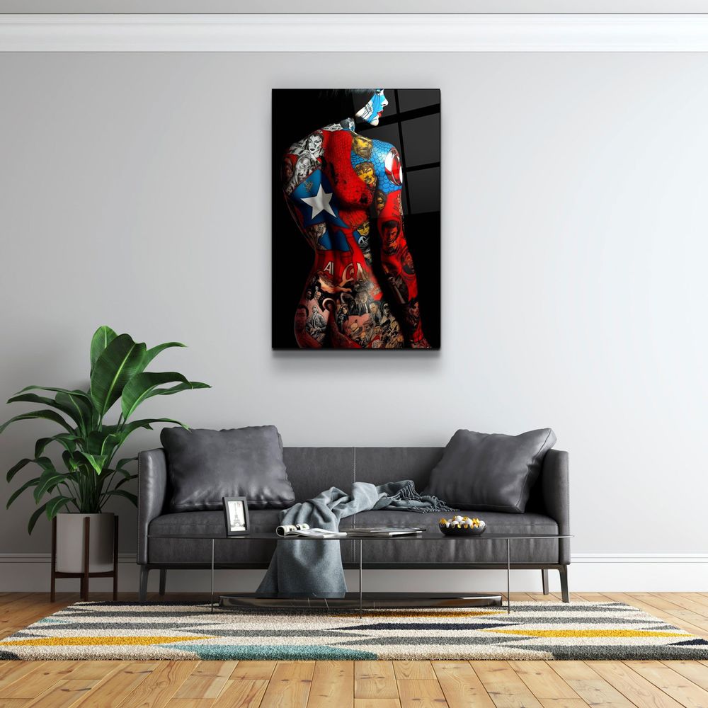 Other wall decoration - Tattooed Body 1Designers Collection Glass Wall Art 110CMx70CM - ARTDESIGNA