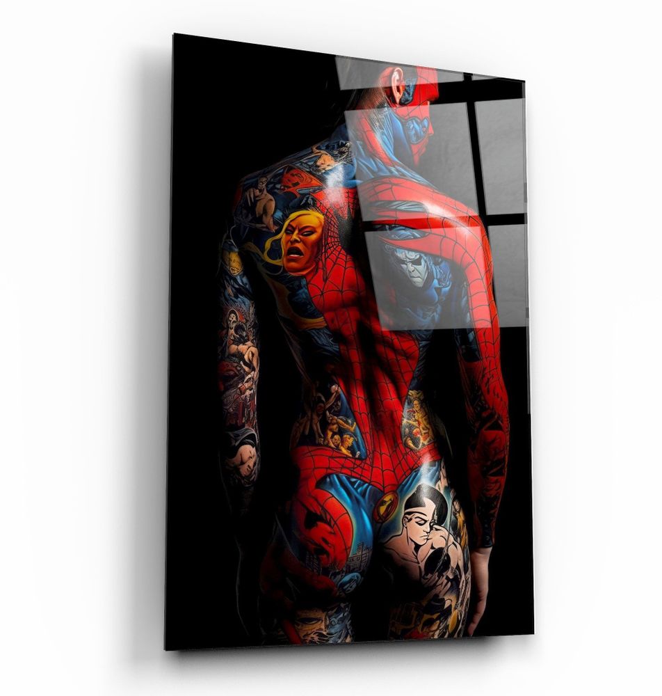 Autres décorations murales - Art mural en verre de la collection du designer Body 3 tatoué 110CMx70CM - ARTDESIGNA