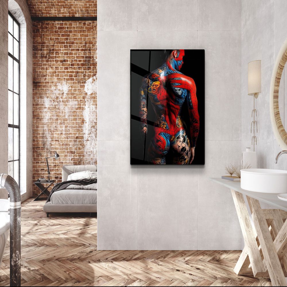 Autres décorations murales - Art mural en verre de la collection du designer Body 3 tatoué 110CMx70CM - ARTDESIGNA