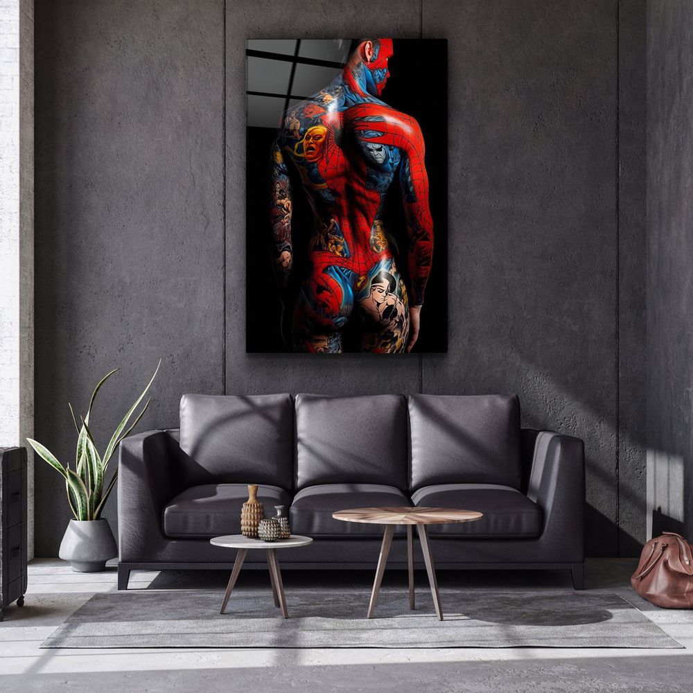 Autres décorations murales - Art mural en verre de la collection du designer Body 3 tatoué 110CMx70CM - ARTDESIGNA