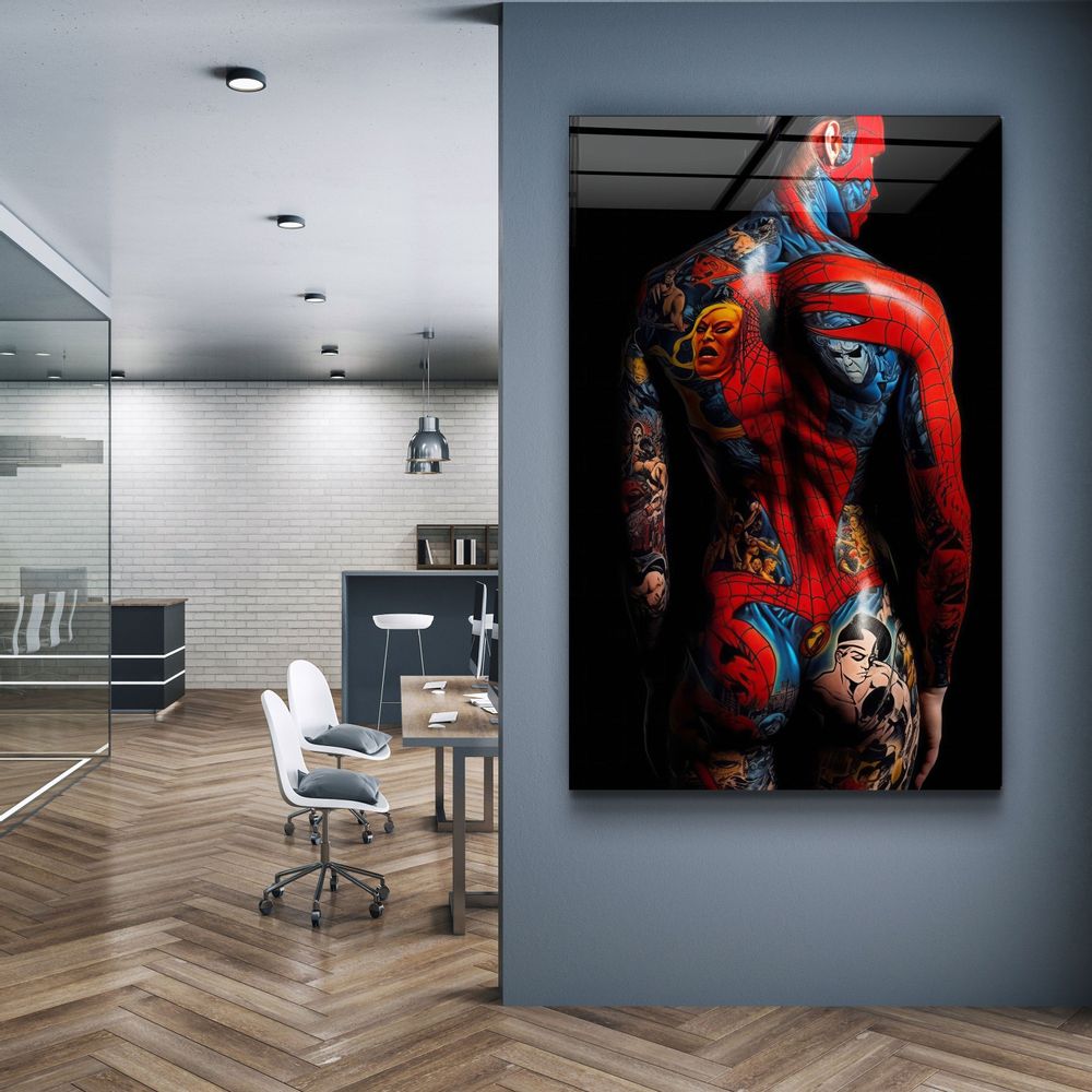 Autres décorations murales - Art mural en verre de la collection du designer Body 3 tatoué 110CMx70CM - ARTDESIGNA