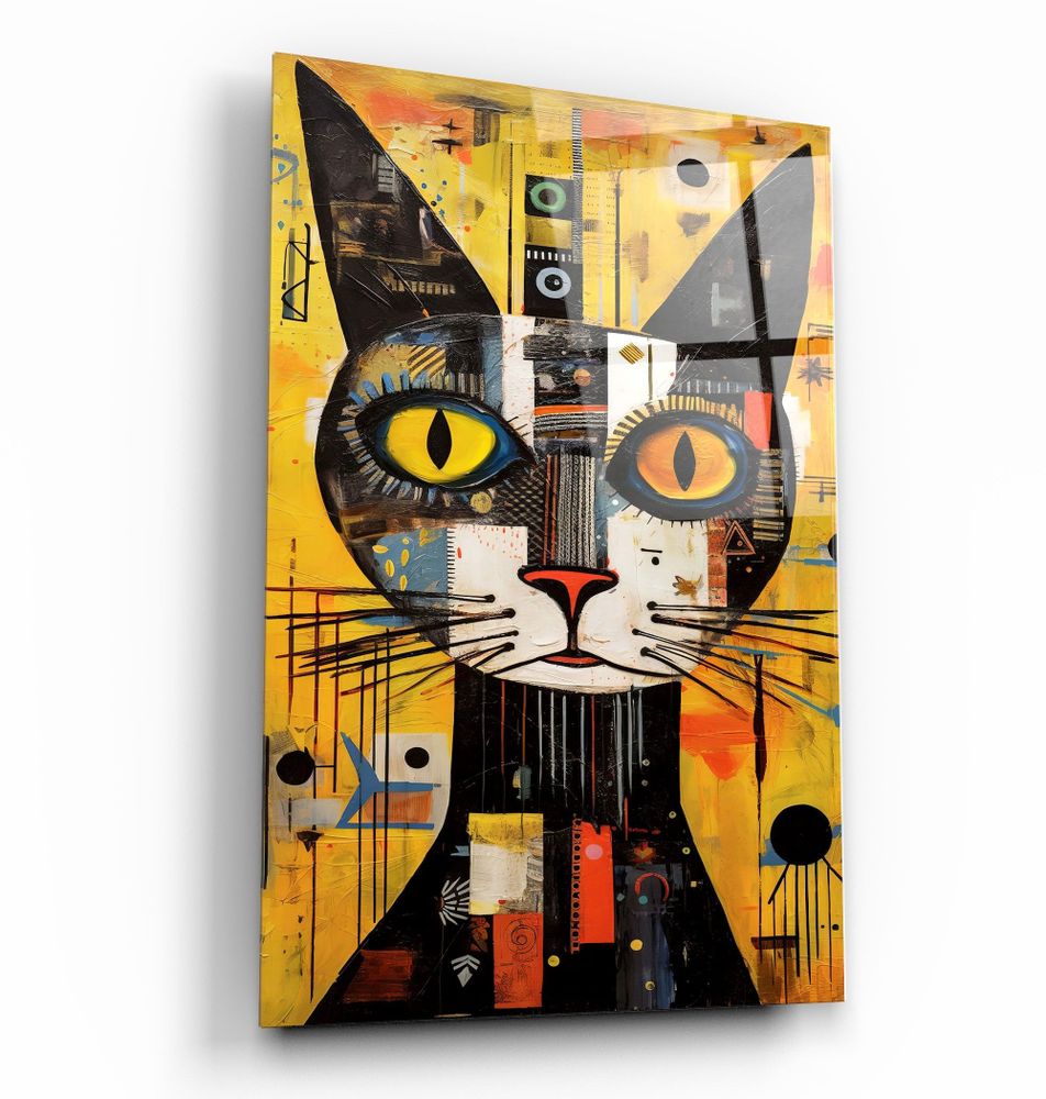 Autres décorations murales - Art mural en verre de la collection de designers de chats égyptiens 110CMx70CM - ARTDESIGNA