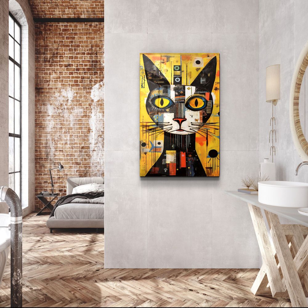 Autres décorations murales - Art mural en verre de la collection de designers de chats égyptiens 110CMx70CM - ARTDESIGNA