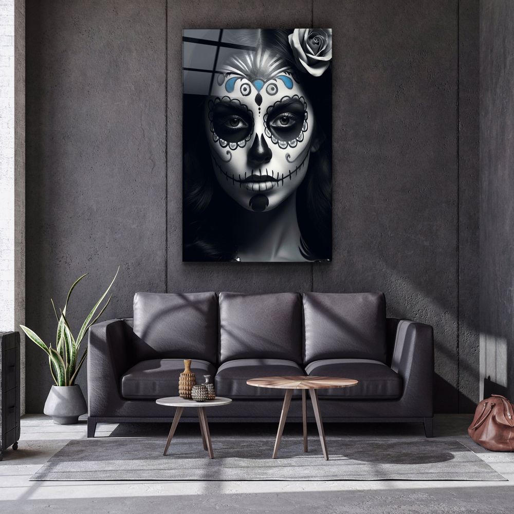Other wall decoration - Sugar Skull Make UpDesigners Collection Glass Wall Art 110CMx70CM - ARTDESIGNA