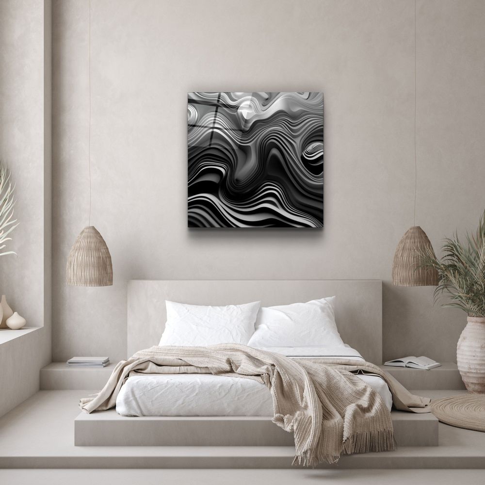 Autres décorations murales - Art mural en verre de la collection Designers Layers grises 80CMX80CM - ARTDESIGNA