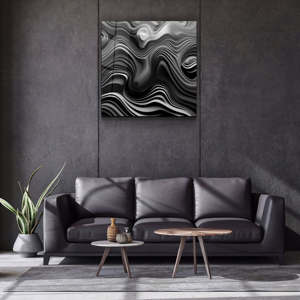 Autres décorations murales - Art mural en verre de la collection Designers Layers grises 80CMX80CM - ARTDESIGNA