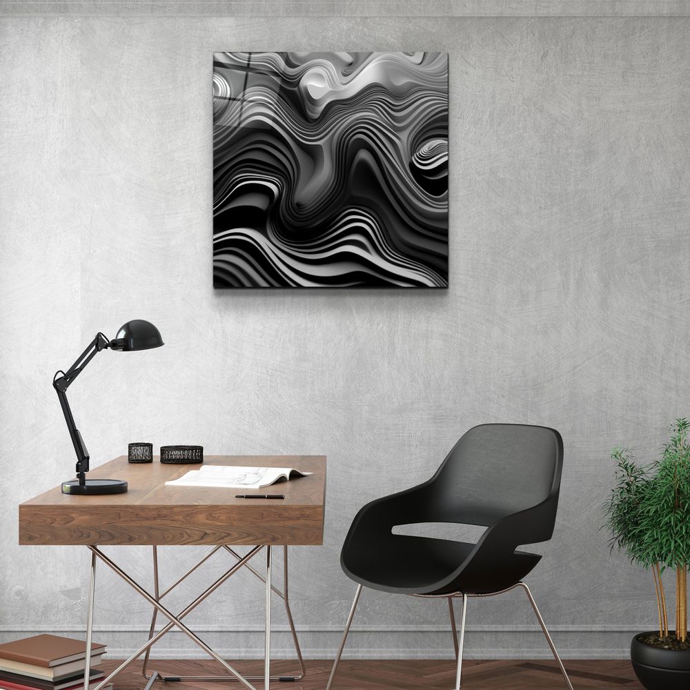 Autres décorations murales - Art mural en verre de la collection Designers Layers grises 80CMX80CM - ARTDESIGNA