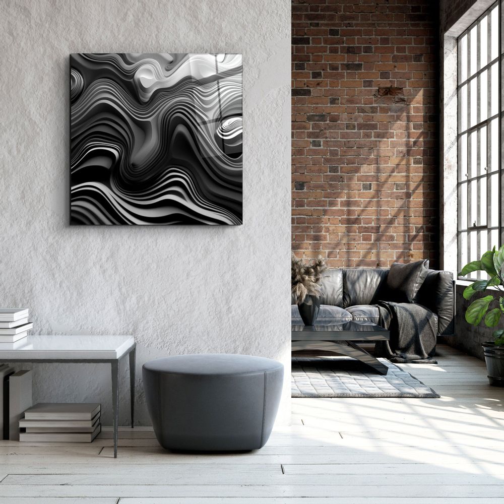 Autres décorations murales - Art mural en verre de la collection Designers Layers grises 80CMX80CM - ARTDESIGNA