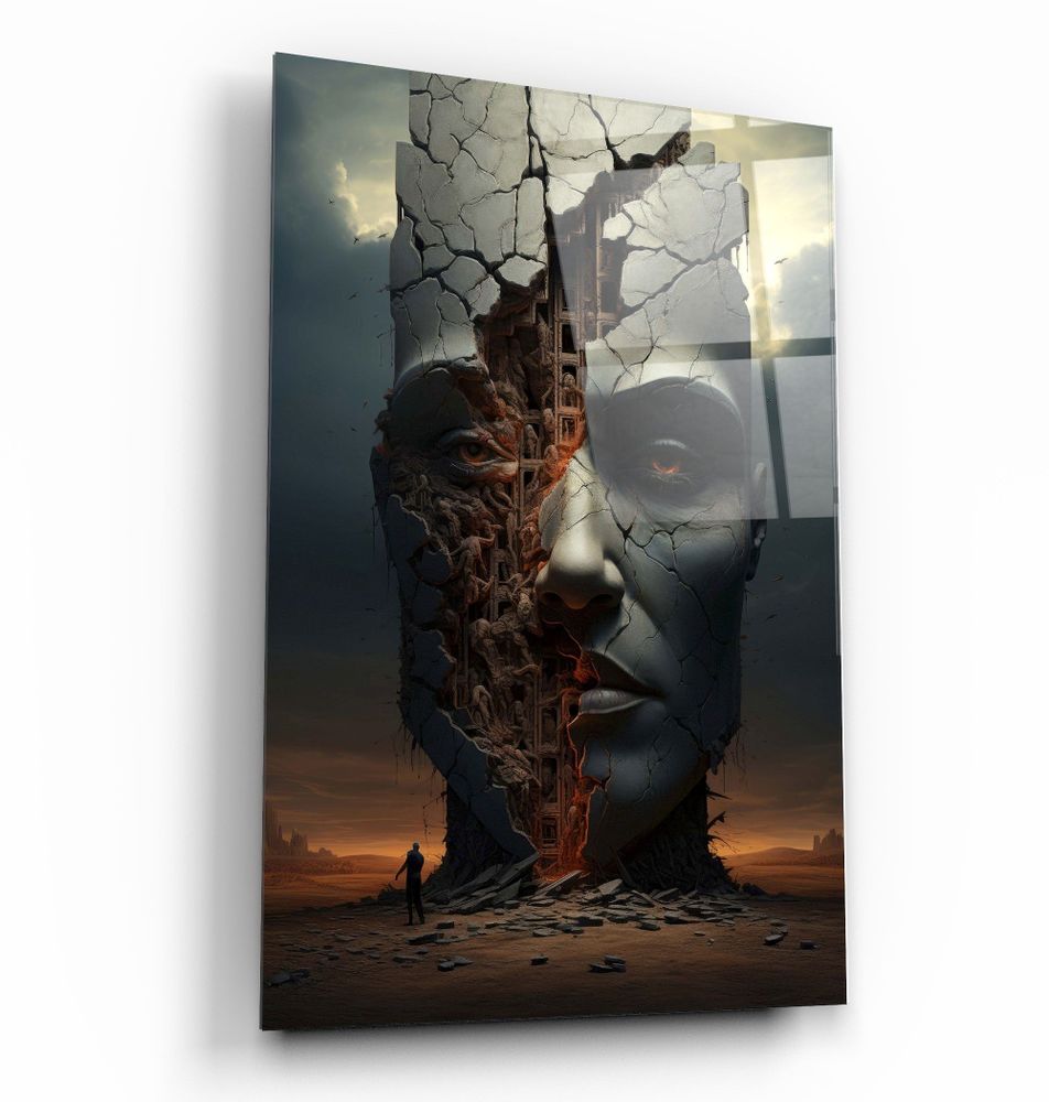 Autres décorations murales - Art mural en verre de la collection du designer abstrait Building Man 110CMx70CM - ARTDESIGNA