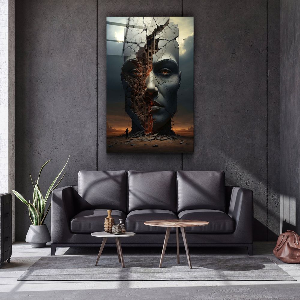 Autres décorations murales - Art mural en verre de la collection du designer abstrait Building Man 110CMx70CM - ARTDESIGNA