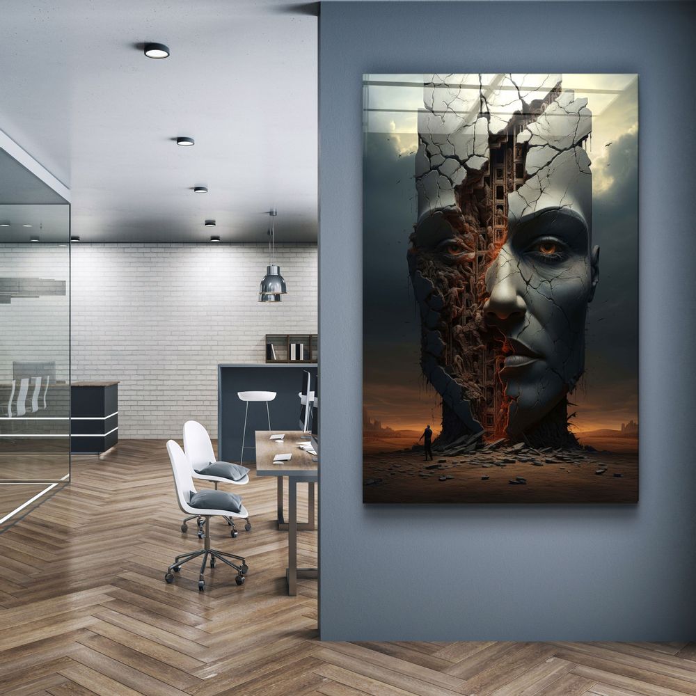 Autres décorations murales - Art mural en verre de la collection du designer abstrait Building Man 110CMx70CM - ARTDESIGNA