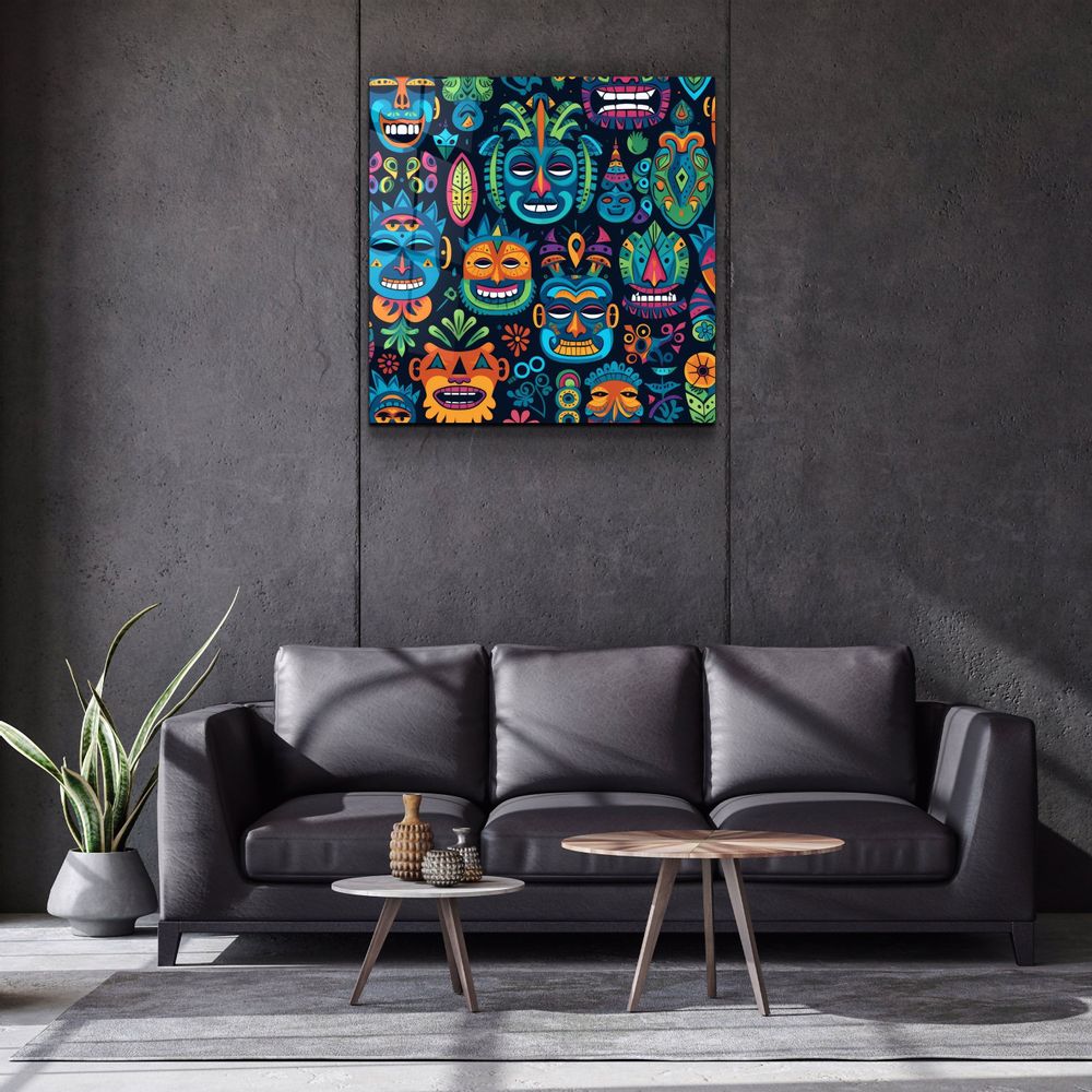 Other wall decoration - Masks Designers Collection Glass Wall Art 80CMX80CM - ARTDESIGNA