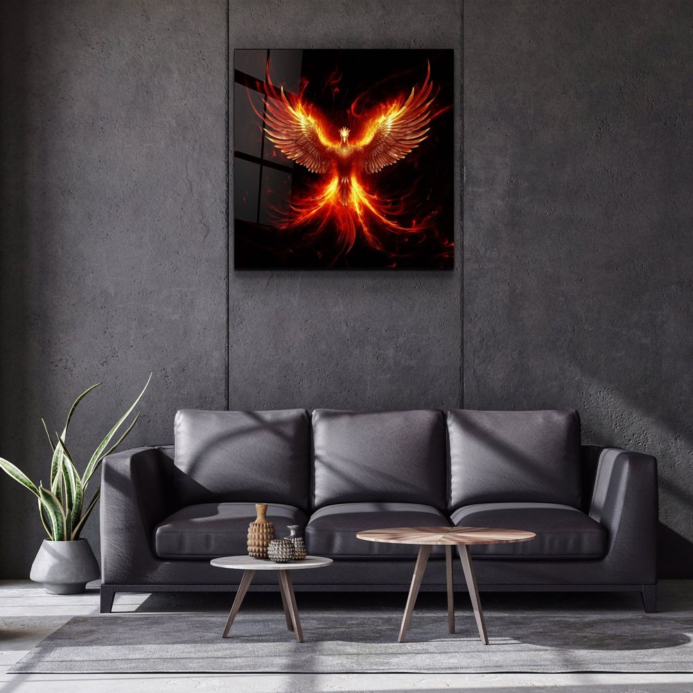 Other wall decoration - Phoenix - Guard of the Secret World Designers Collection Glass Wall Art 100CMx100CM - ARTDESIGNA