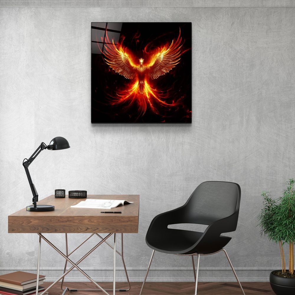 Other wall decoration - Phoenix - Guard of the Secret World Designers Collection Glass Wall Art 100CMx100CM - ARTDESIGNA