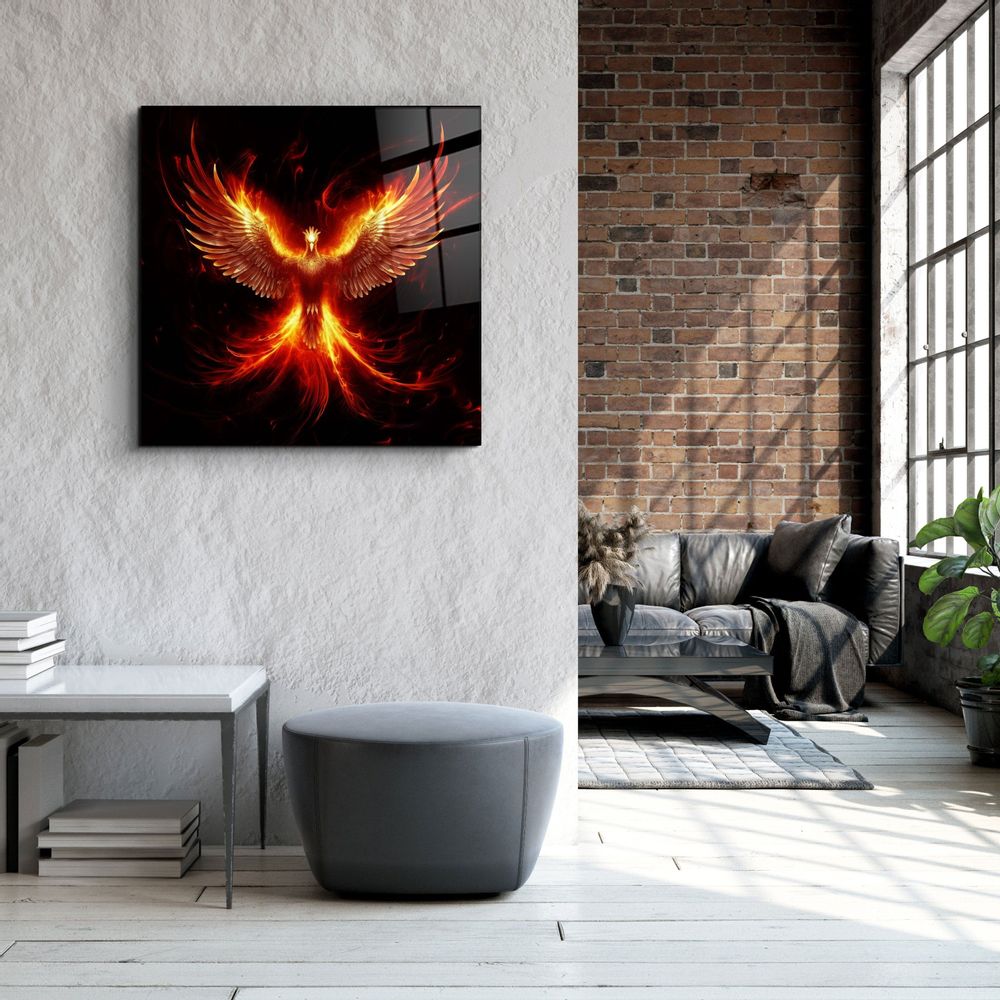 Other wall decoration - Phoenix - Guard of the Secret World Designers Collection Glass Wall Art 100CMx100CM - ARTDESIGNA