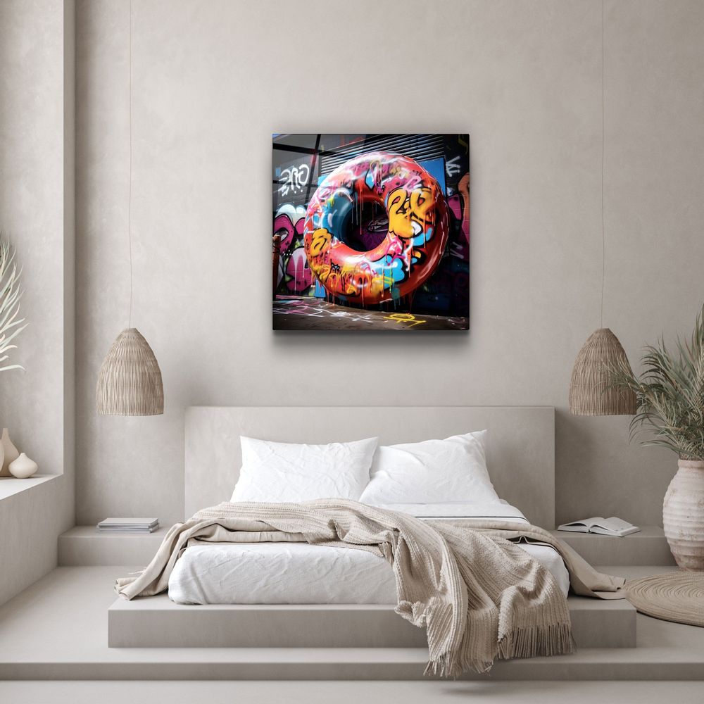 Autres décorations murales - Art mural en verre Big Donut on the Street Designers Collection 80CMX80CM - ARTDESIGNA