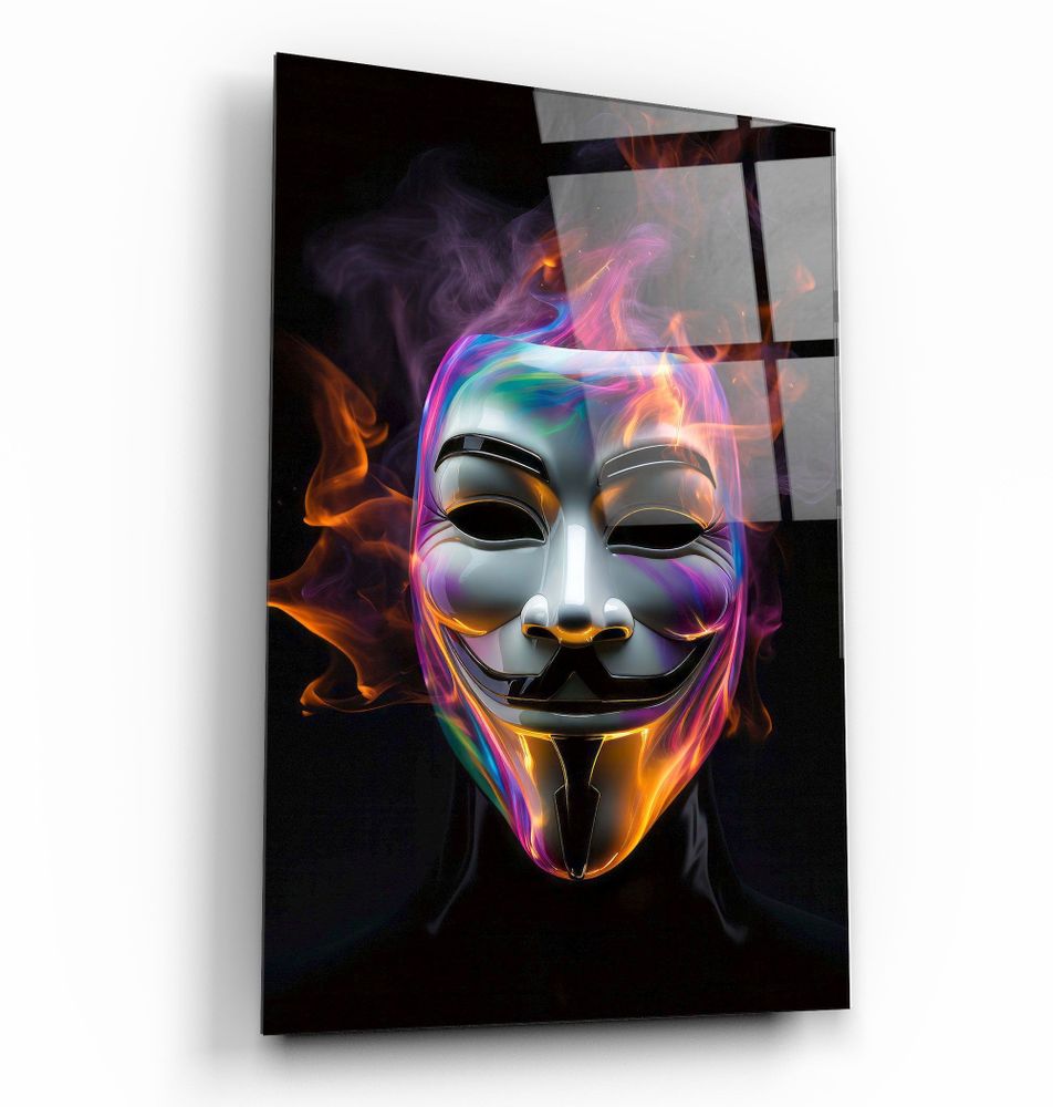 Autres décorations murales - Masque Salvador avec Neon Smokes Designers Collection Décoration murale en verre 110CMx70CM - ARTDESIGNA
