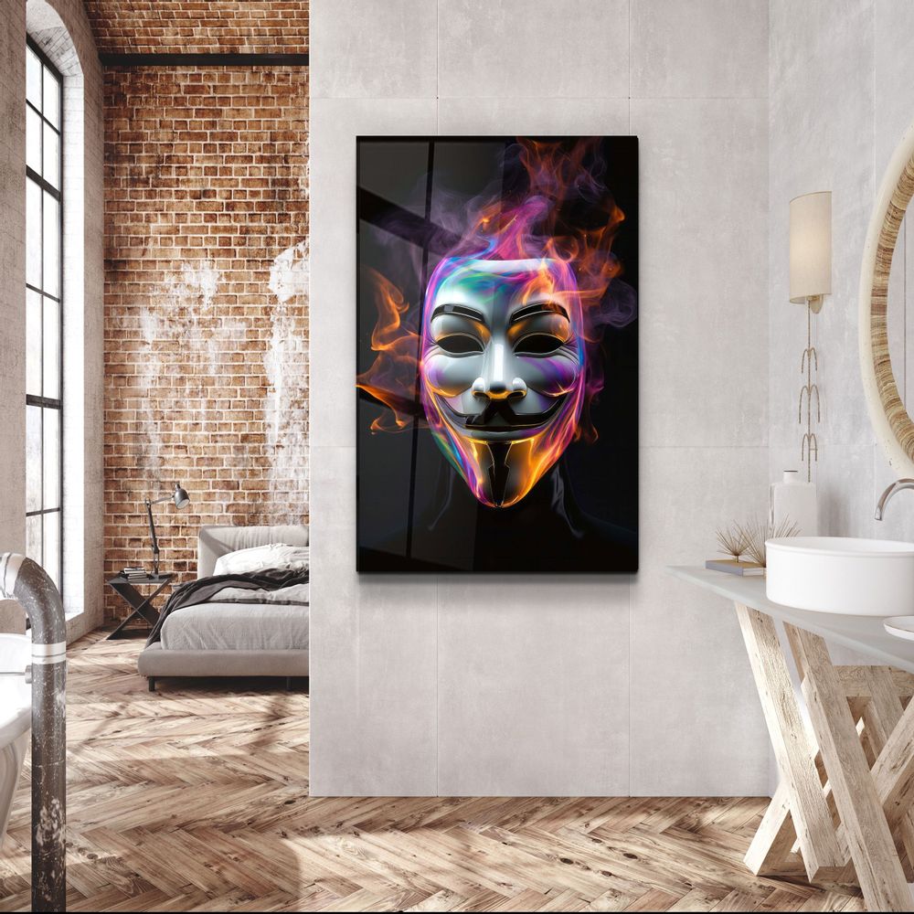Autres décorations murales - Masque Salvador avec Neon Smokes Designers Collection Décoration murale en verre 110CMx70CM - ARTDESIGNA
